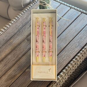 Papyrus Floral Pink and Gold Pen Trio